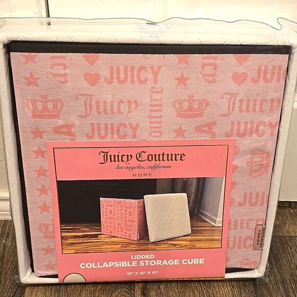 Juicy Couture Home Logo Crown Lidded Collapsible Storage Cube - Picture 8 of 9